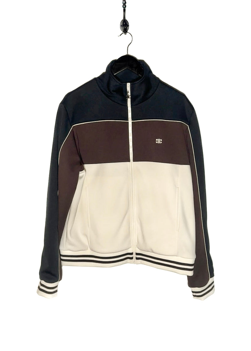 Celine Triomphe Logo Black Brown Ivory Track Zip-up