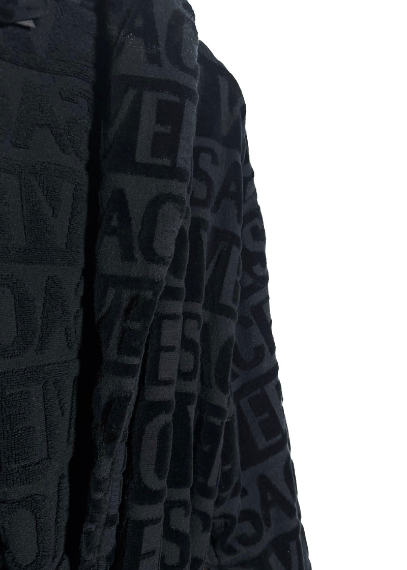 Versace Black I Love Baroque Logo Bathrobe