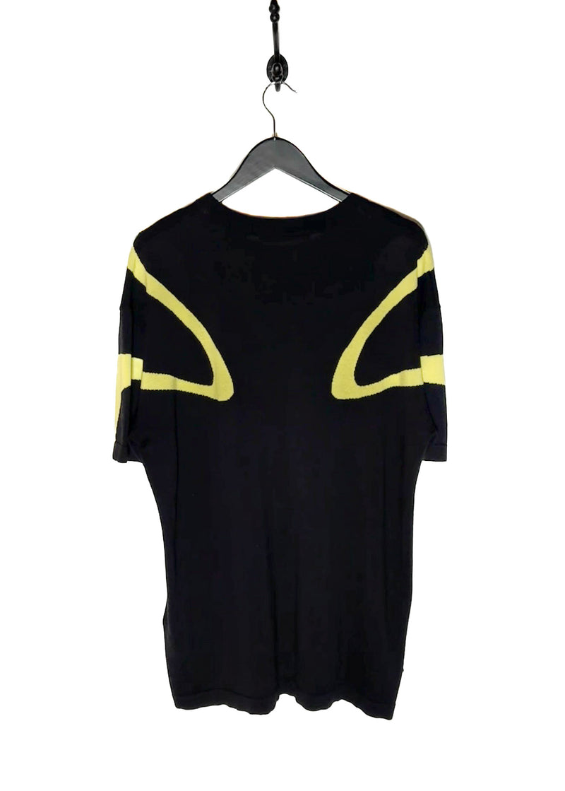 Louis Vuitton 2023 Black Sporty Line Yellow Intarsia Knit T-shirt