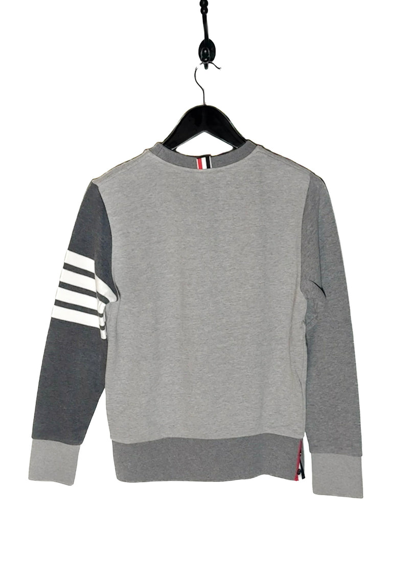 Sweat-shirt Thom Browne gris color block à 4 bandes