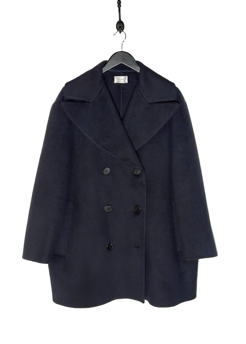 The Row Navy Blue Cashmere Dorothy Double Breasted Coat