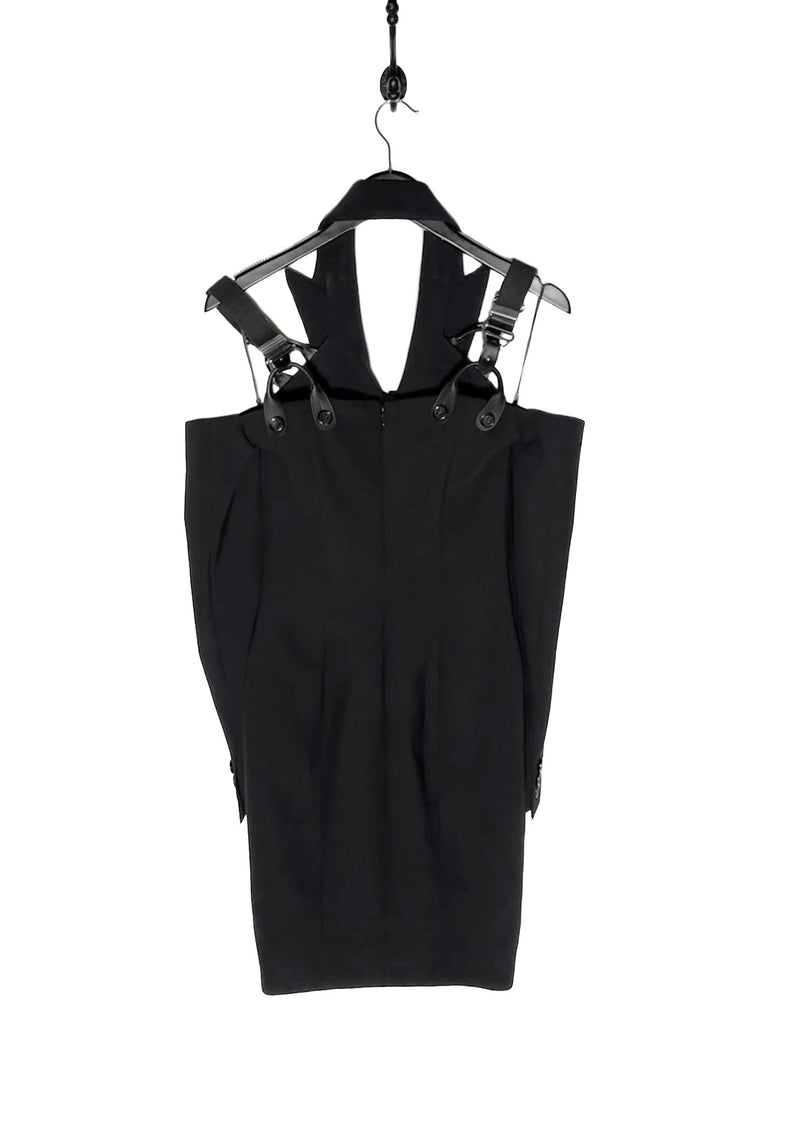 Moschino Couture! 2023 Black Double Breasted Blazer Strap Dress