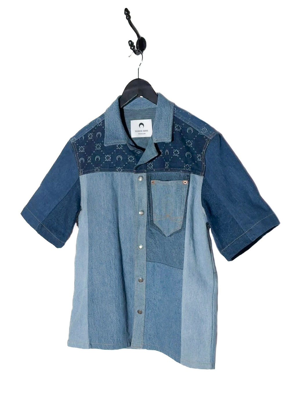 Marine Serre Moon Crescent Blue Regenerated Denim Shirt