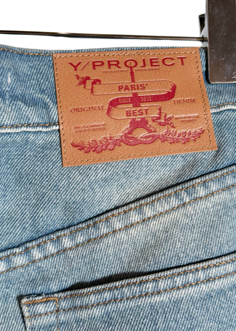 Y/Project Washed Light Blue Hook-And-Eye Flare Jeans