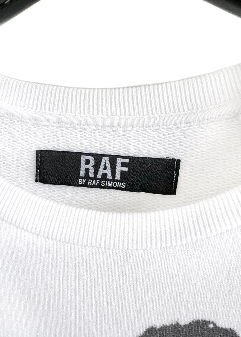 Sweat-shirt blanc à imprimé graphique Raf Simons
