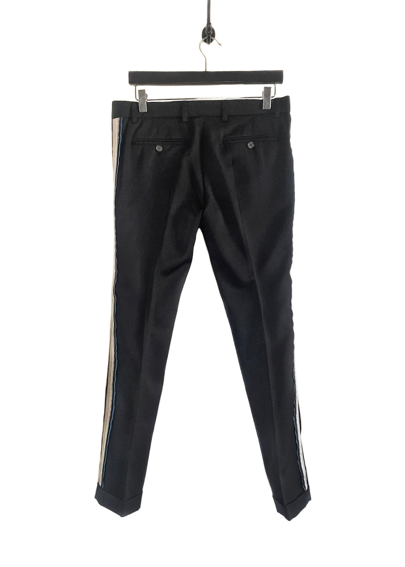 Balmain Black Embellished Band Tuxedo Trousers