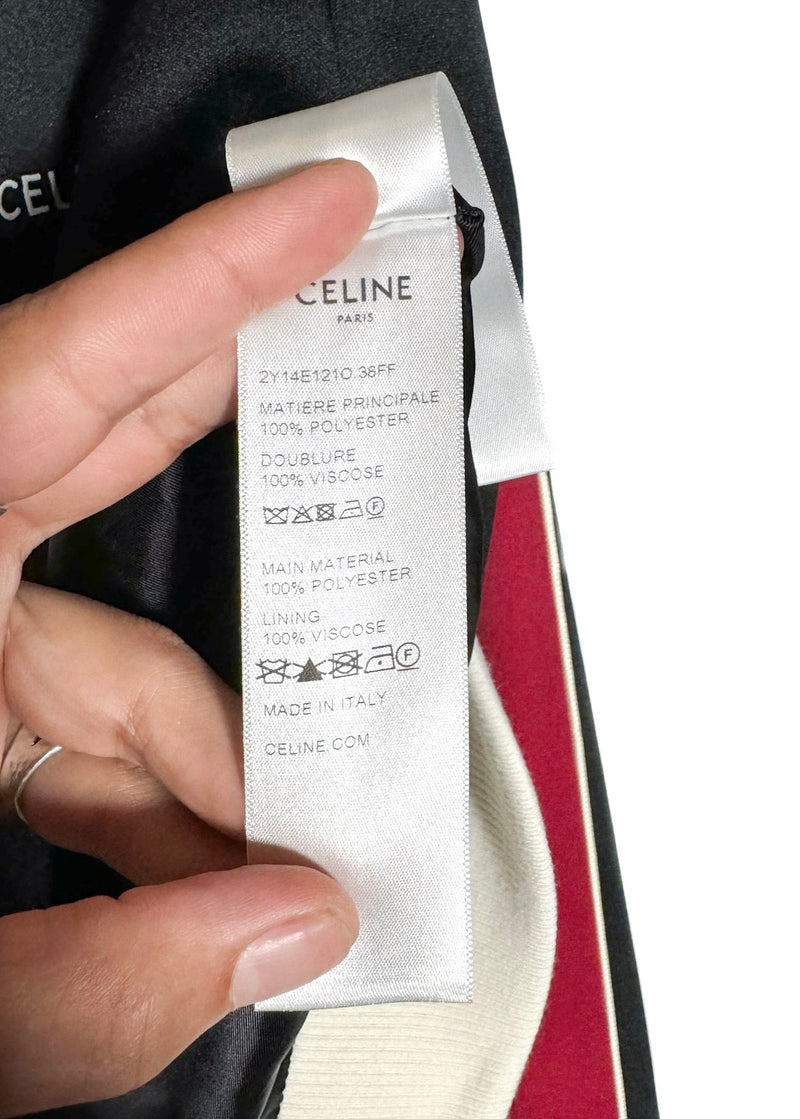 Celine Logo Embroidered Black Red Track Zip-up