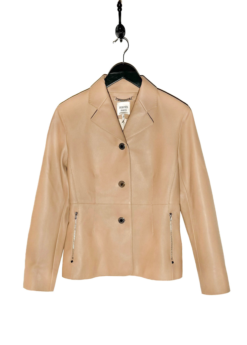 Hermès 2024 Beige Camel Goatskin Leather Equestrian Jacket