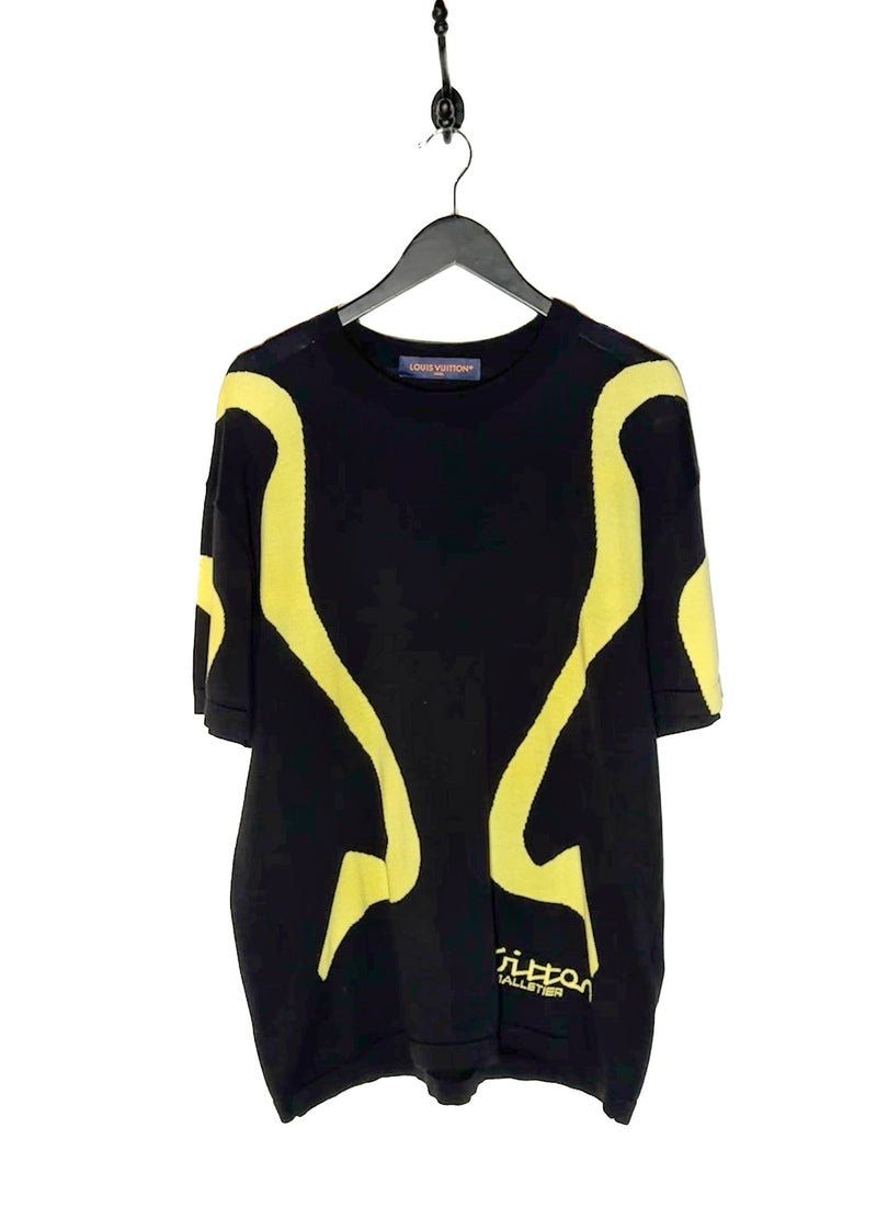 Louis Vuitton 2023 Black Sporty Line Yellow Intarsia Knit T-shirt