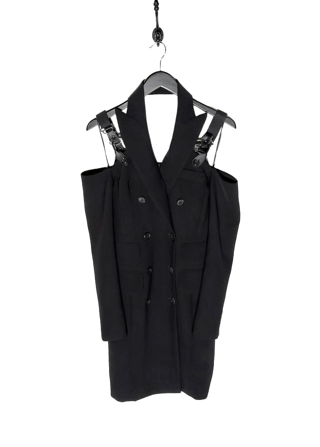 Moschino Couture! 2023 Black Double Breasted Blazer Strap Dress