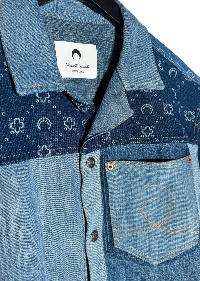 Marine Serre Moon Crescent Blue Regenerated Denim Shirt