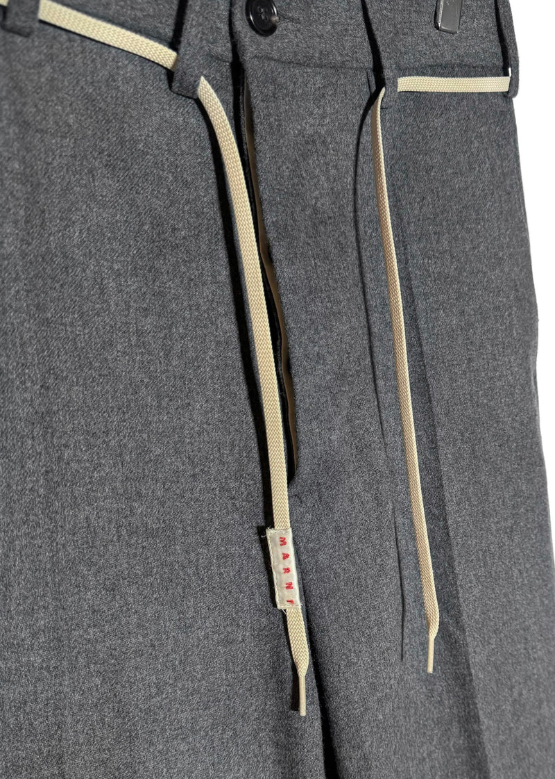 Marni 2023 Grey Wool Shoelace Accent Pants