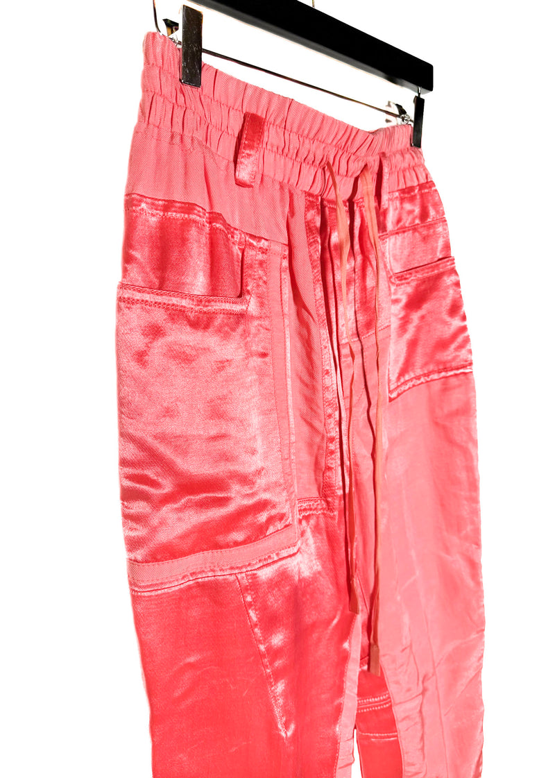 Haider Ackermann Pink Satin Patchwork Cropped Pants