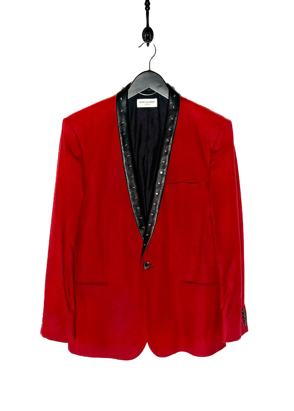 Blazer à revers clouté « Le Smoking Jacket » rouge Saint Laurent