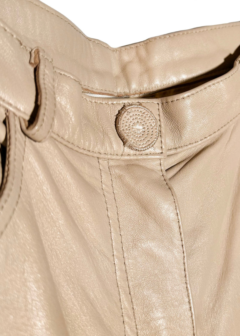 Marc Jacobs Vintage Stitch Pockets Beige Leather Trousers