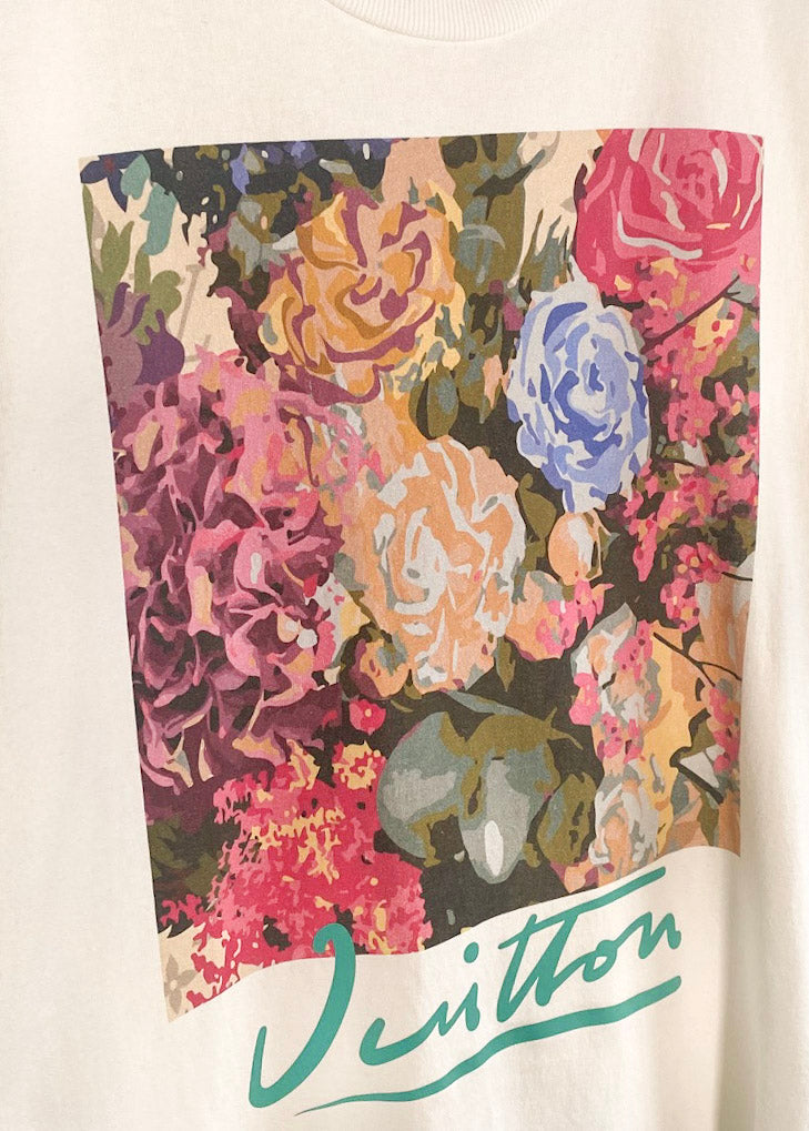 T-shirt ivoire à imprimé tapisserie de fleurs Louis Vuitton 2022 LV