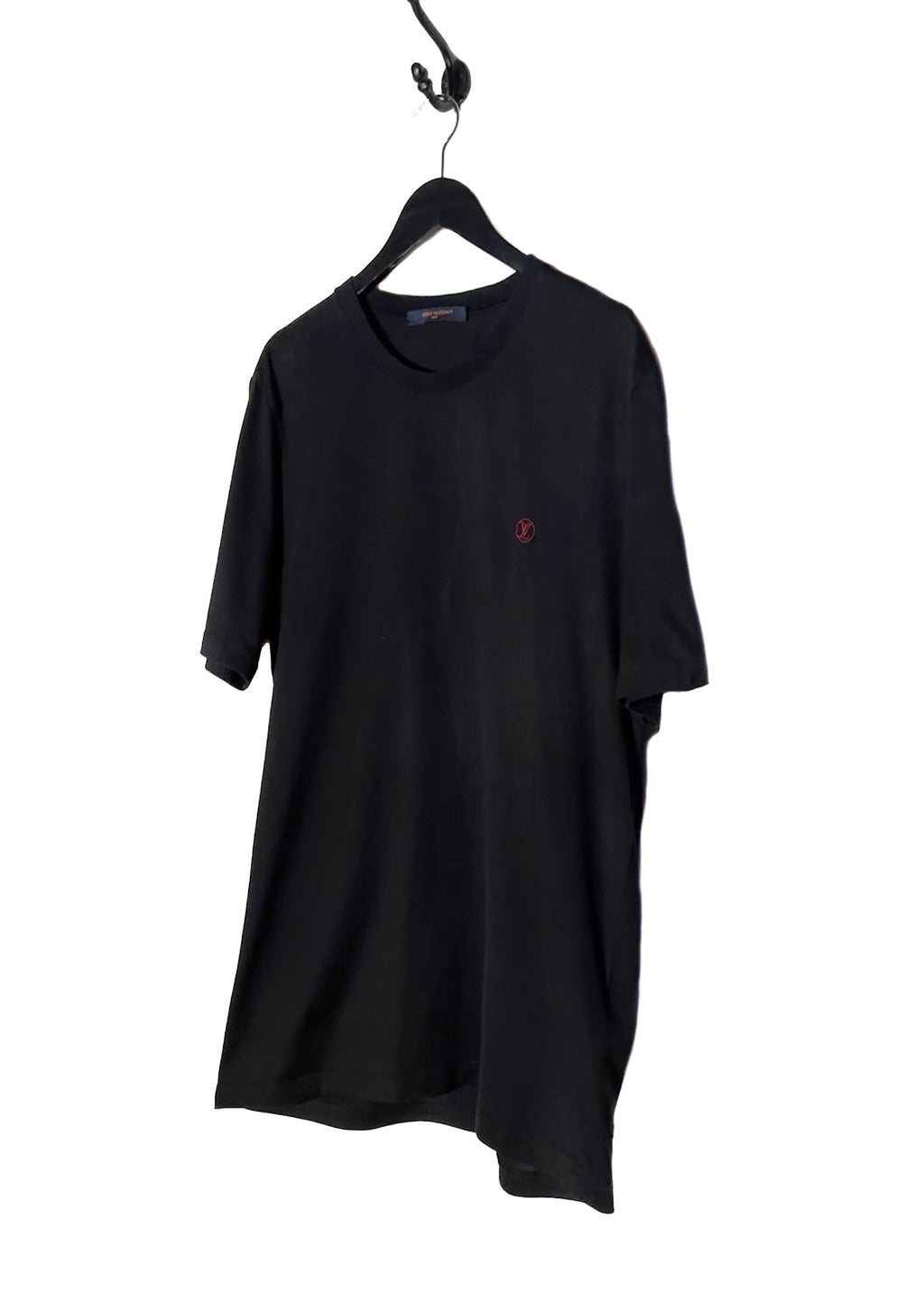 Louis Vuitton Red Logo Embroidered Black T-shirt