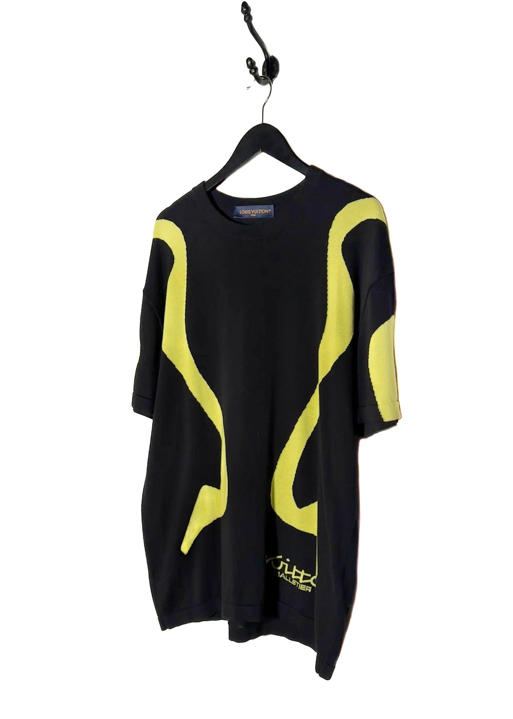 Louis Vuitton 2023 Black Sporty Line Yellow Intarsia Knit T-shirt