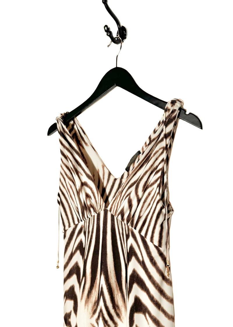 Roberto Cavalli Zebra Print White Dress