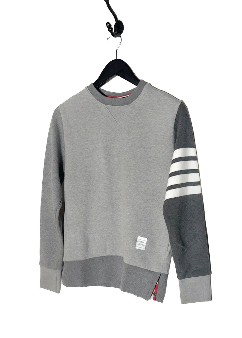 Sweat-shirt Thom Browne gris color block à 4 bandes