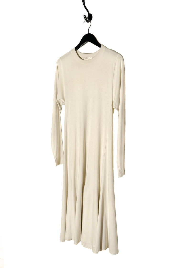 The Row Ivory Gentwood Long Sleeve A-Line Jersey Midi Dress