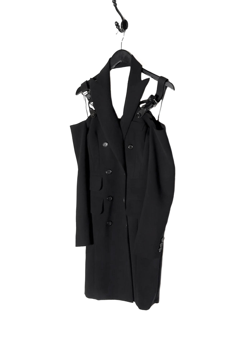 Moschino Couture! 2023 Black Double Breasted Blazer Strap Dress