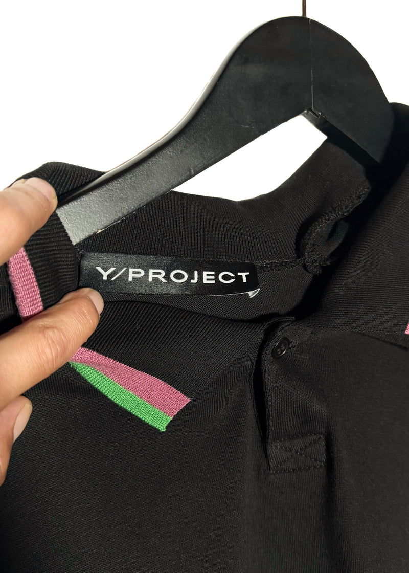 Y/Project Cut Out Collar Black Long Sleeves Polo Shirt