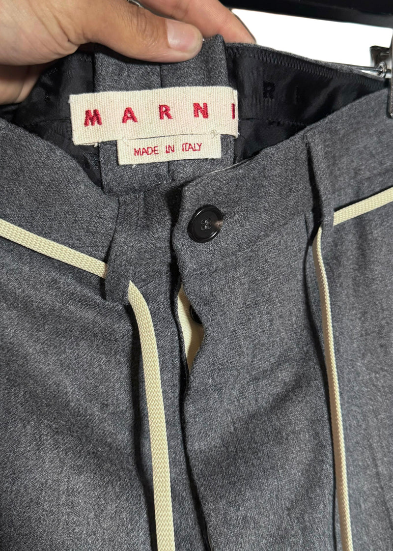 Pantalon à lacets en laine grise Marni 2023