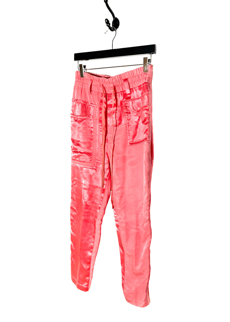 Haider Ackermann Pink Satin Patchwork Cropped Pants