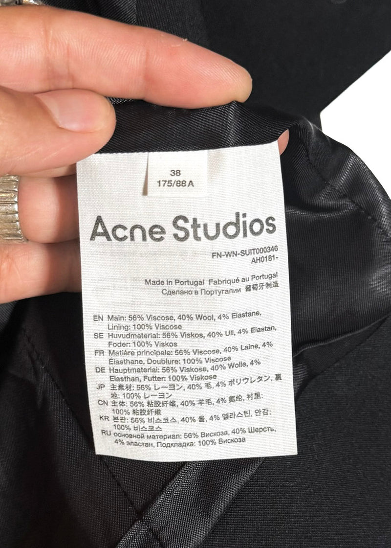 Acne Studios Black Raw Edge Double Breasted Collarless Blazer