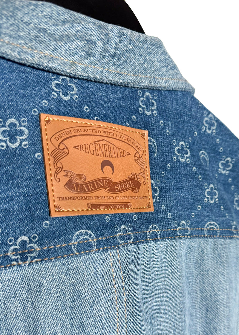 Marine Serre Moon Crescent Blue Regenerated Denim Shirt