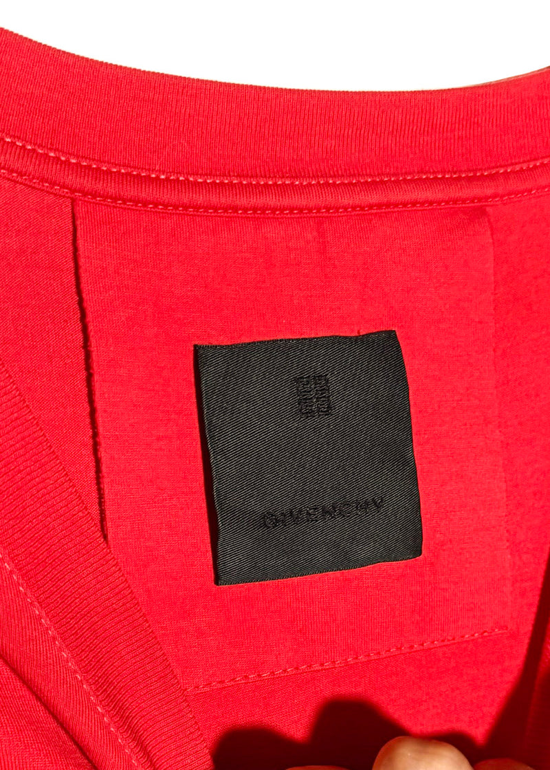 T-shirt rouge oversize à imprimé gothique et logo Givenchy SS21