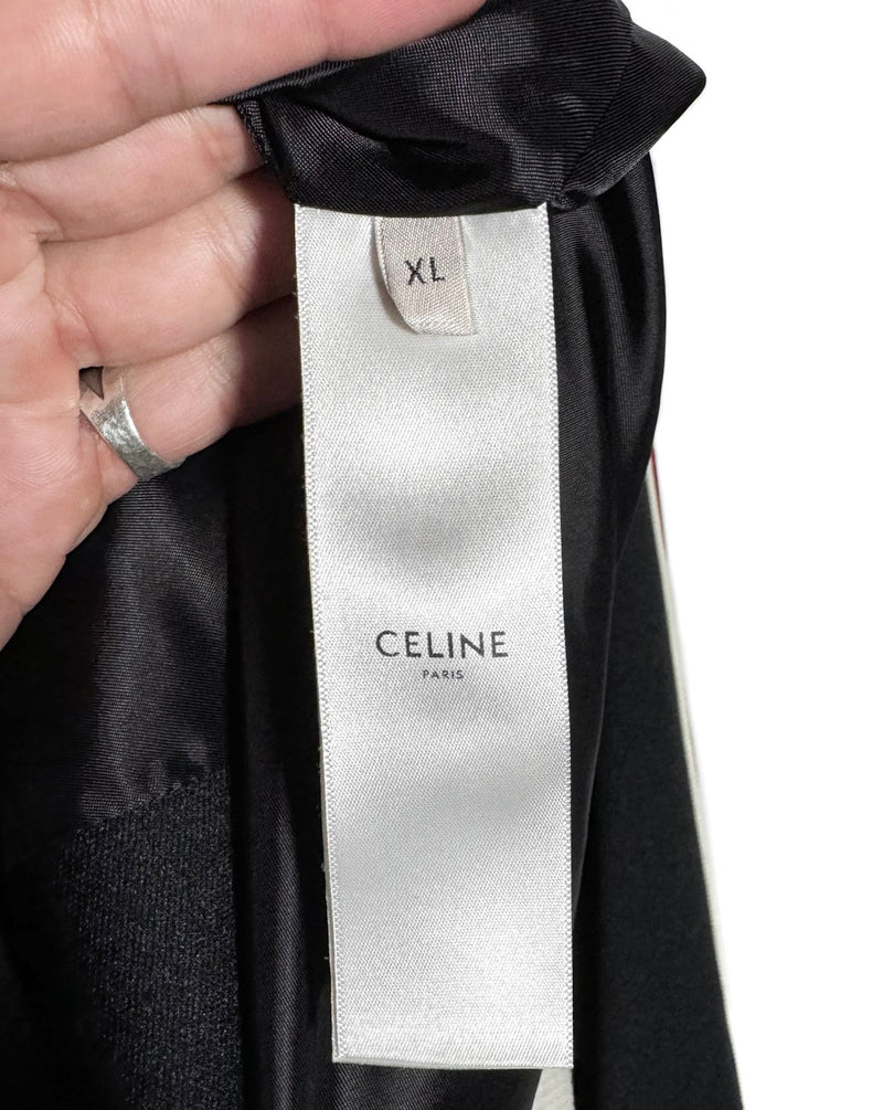 Chandail zippé Céline logo brodé noir rouge