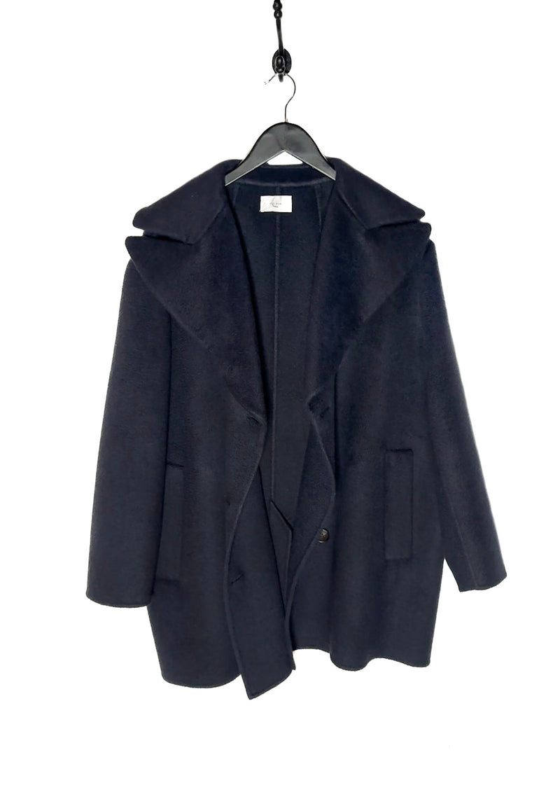 The Row Navy Blue Cashmere Dorothy Double Breasted Coat