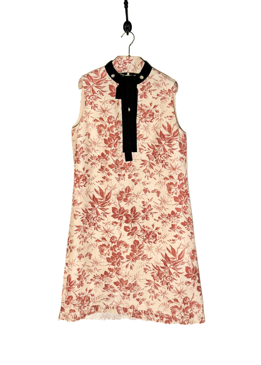 Gucci 2015 Floral Print Ivory Linen Sleeveless Dress