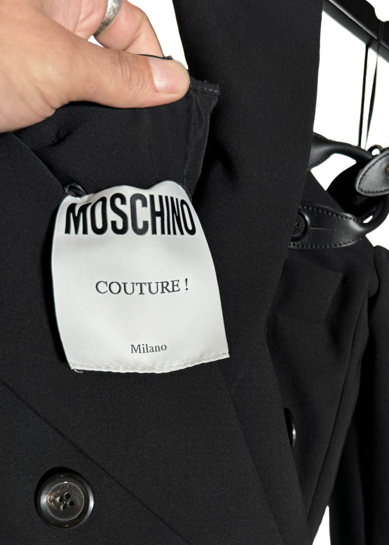 Moschino Couture! 2023 Black Double Breasted Blazer Strap Dress