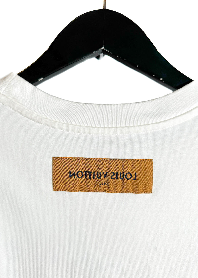 Louis Vuitton 2022 Graffiti Logo Print Ivory T-shirt