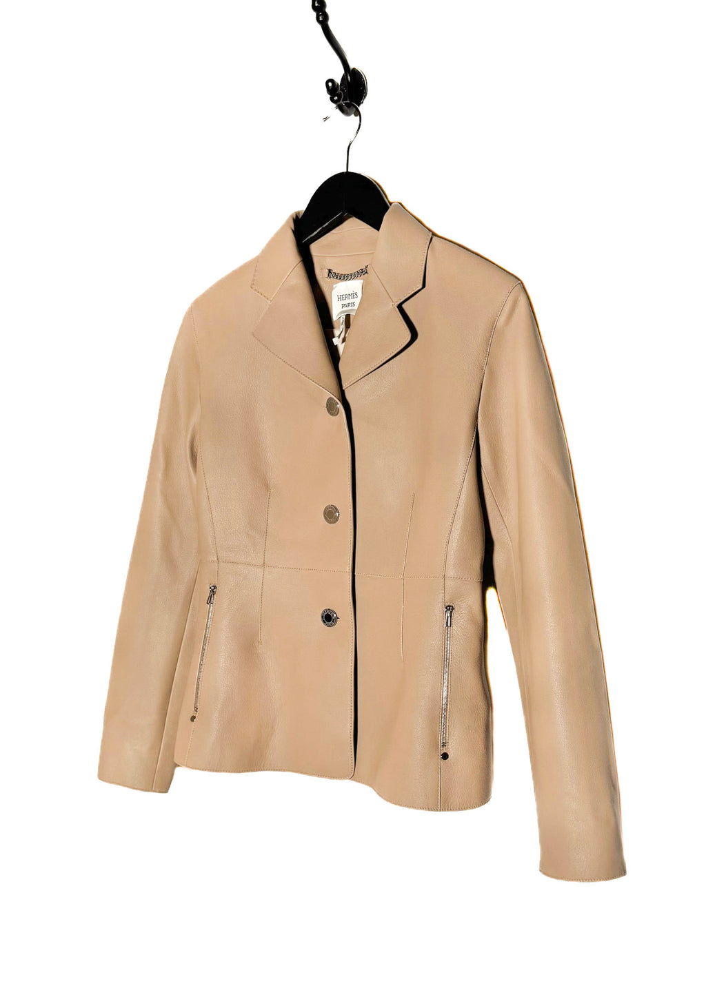 Hermès 2024 Beige Camel Goatskin Leather Equestrian Jacket