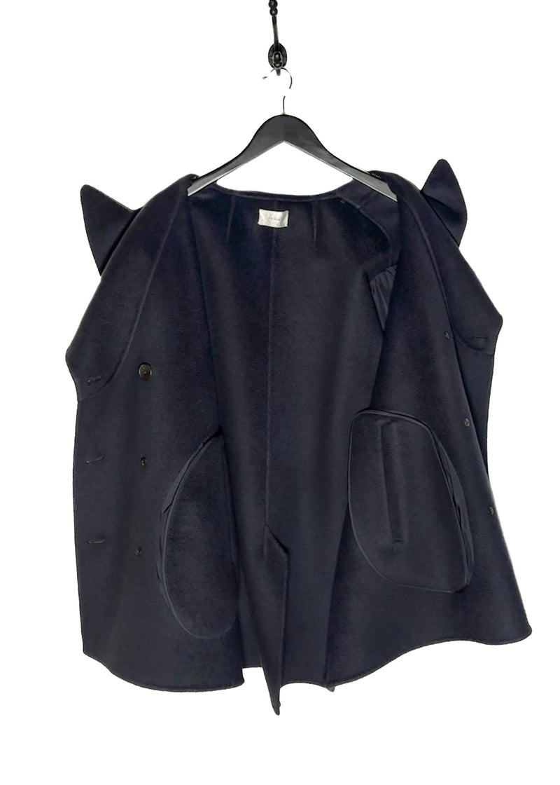 The Row Navy Blue Cashmere Dorothy Double Breasted Coat