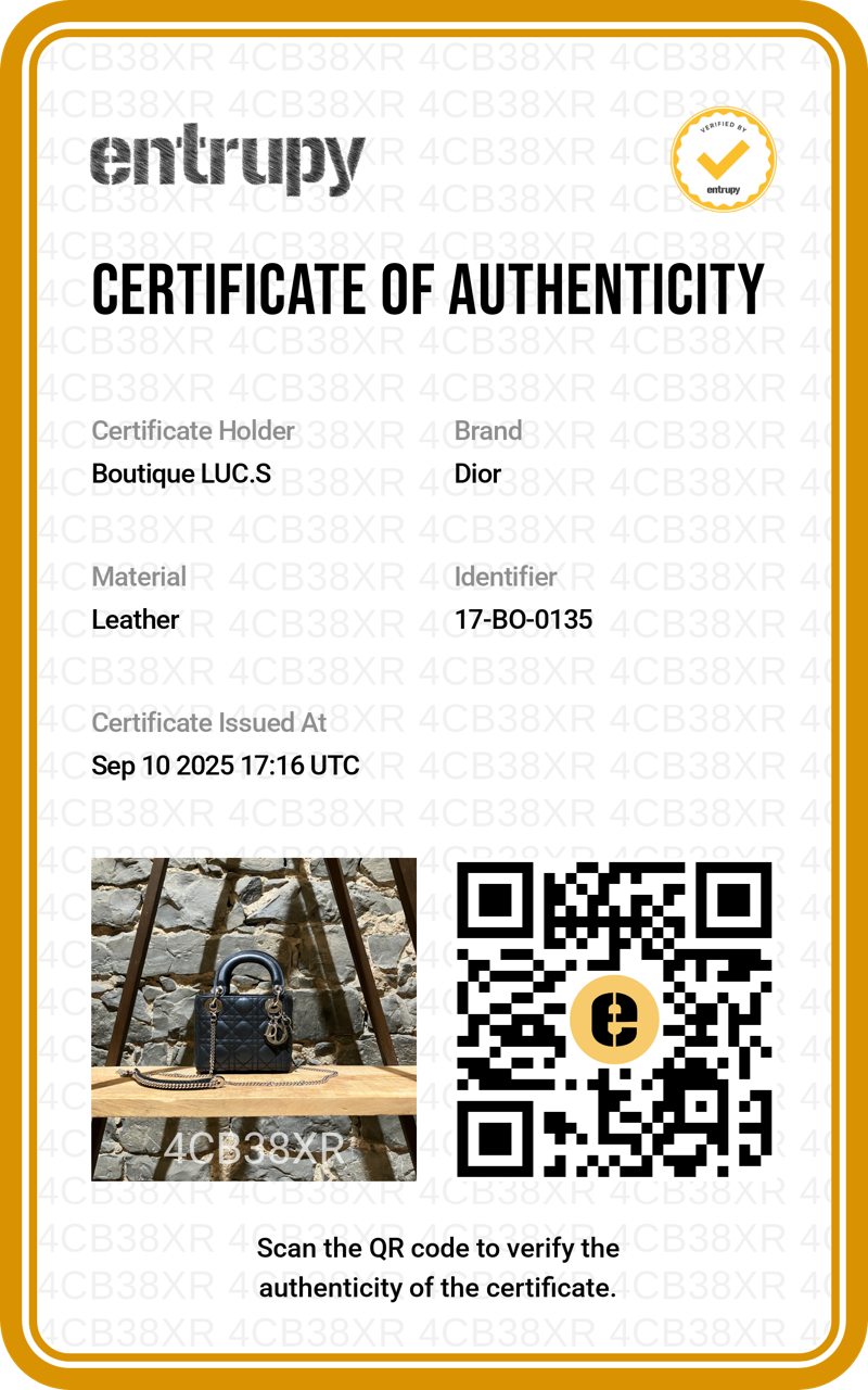 Dior 2015 Metallic Midnight Blue Calfskin Mini Lady Dior Bag