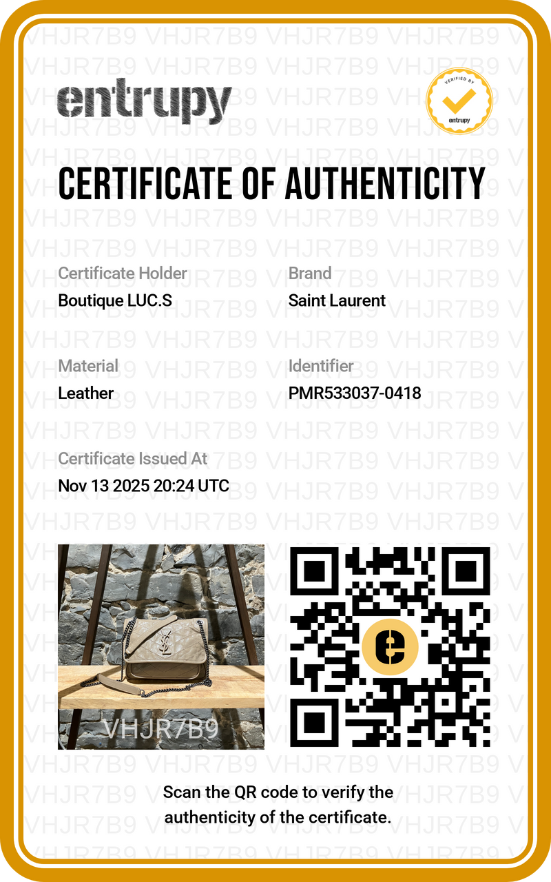 Saint Laurent Taupe Vintage Leather Niki Baby Monogram Chain Bag