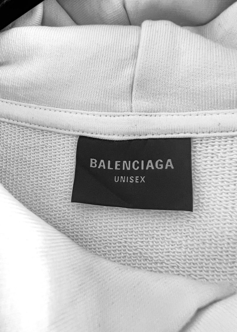 Sweat à capuche Balenciaga DIY College Medium Fit blanc