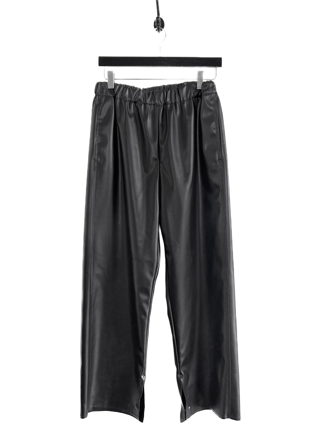 MM6 Black Faux Leather Wide Leg Trousers