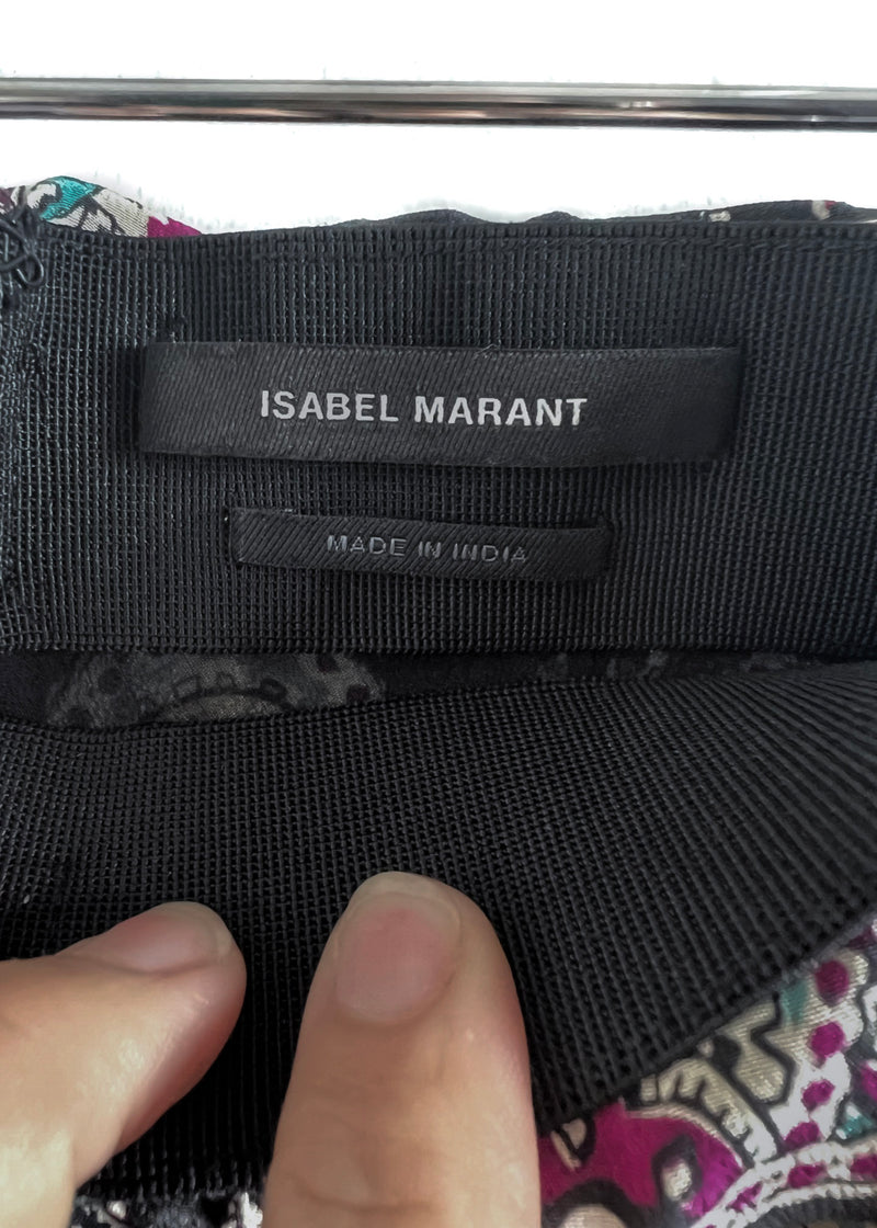 Isabel Marant Black Paisley Print Breetizi Silk Midi Skirt