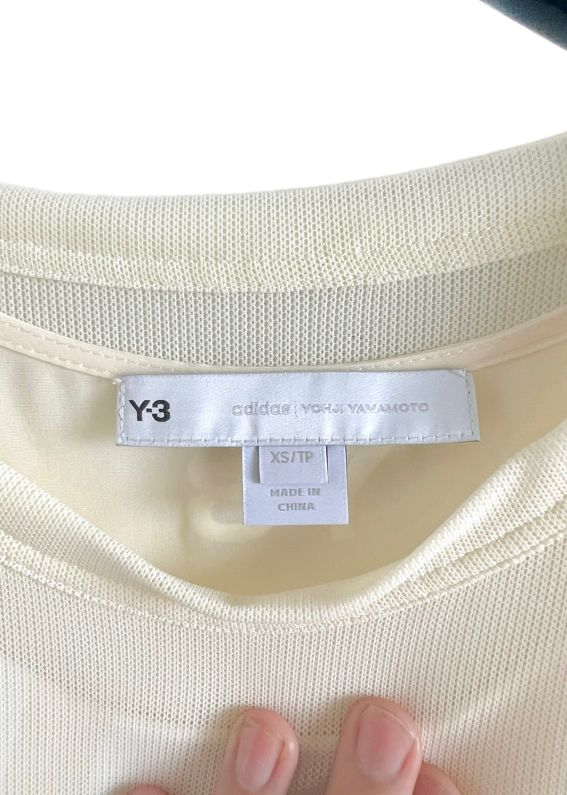 T-shirt rayé superposé en maille ivoire Y-3
