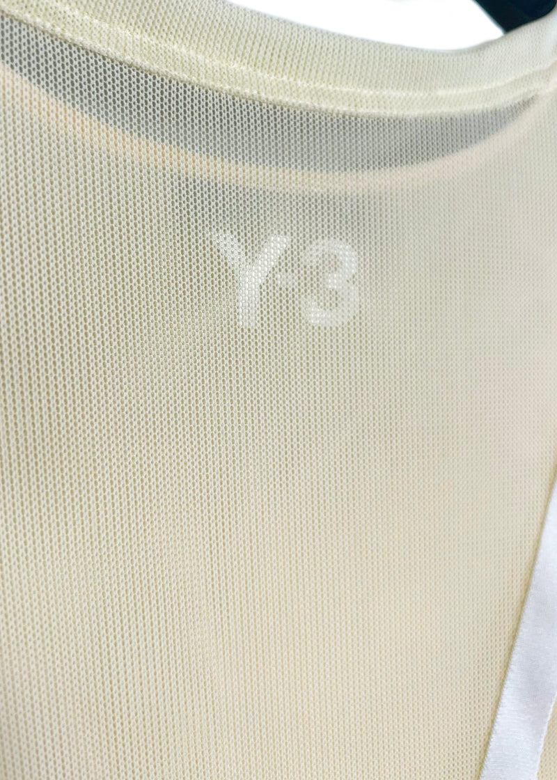 Y-3 Ivory Mesh Layered Striped T-shirt