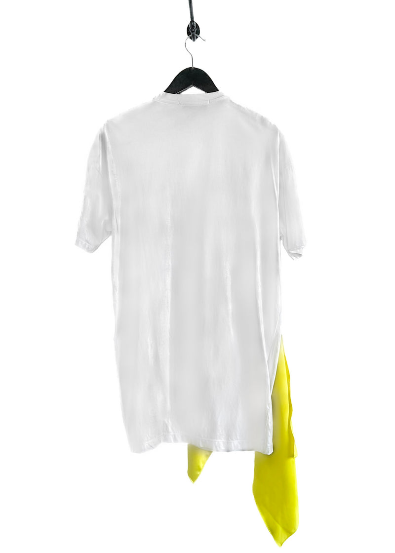 T-shirt robe blanc MSGM avec détail jaune fluo