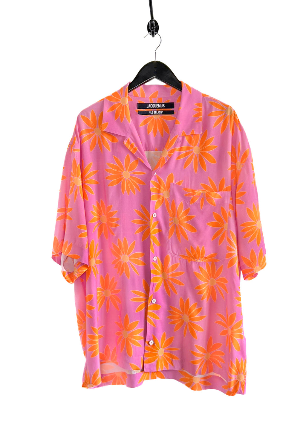 Jacquemus Le Splash Pink Flower Print Short Sleeve Shirt