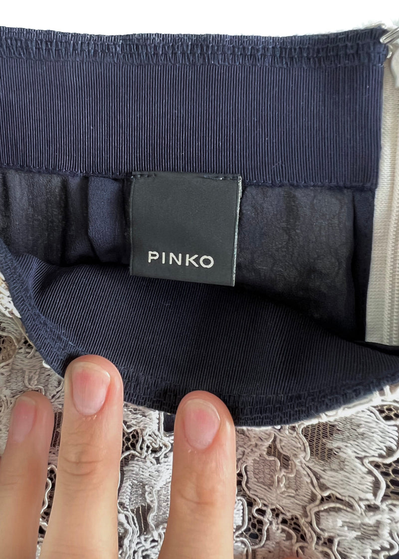 Pinko Full Montry Ivory Lace Side Stripes Skirt