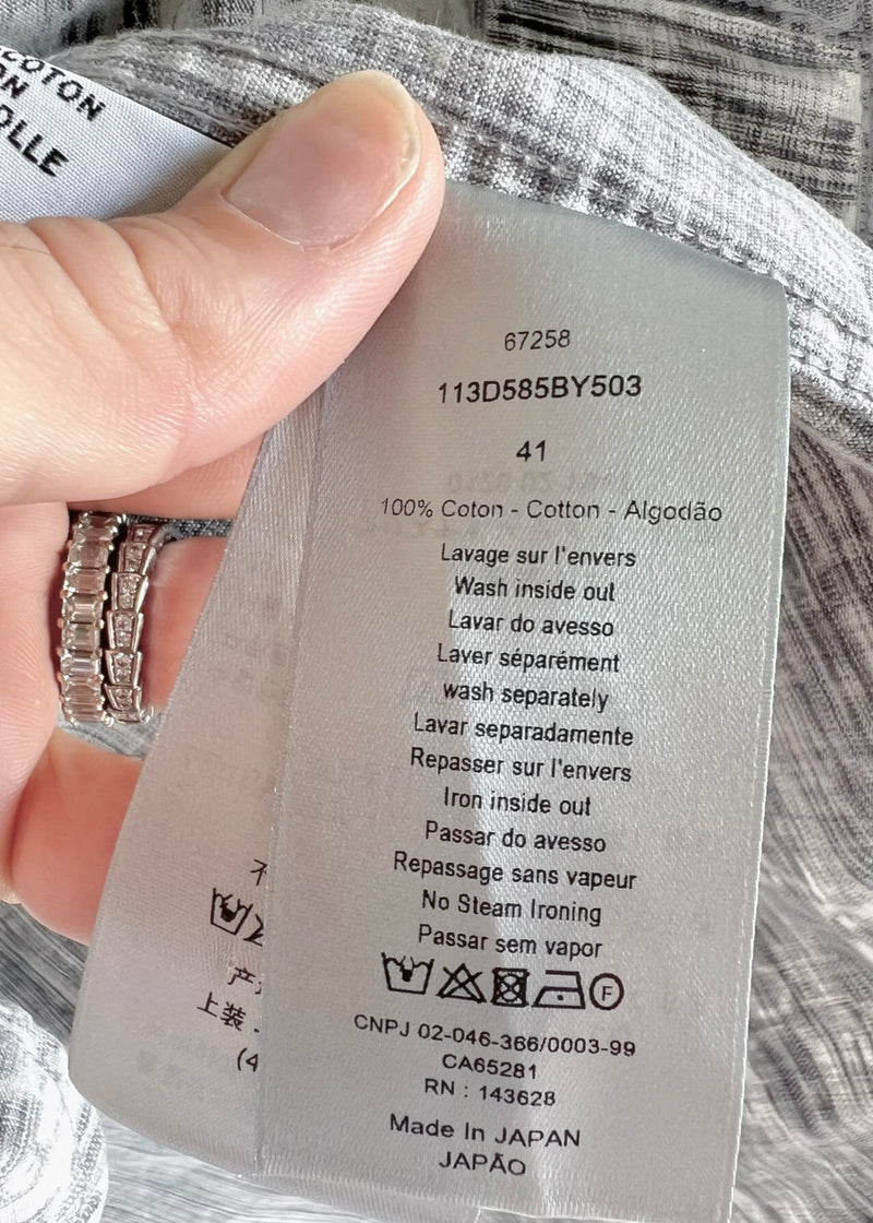 Chemise boutonnée en denim effet blanchi oblique gris blanc Dior